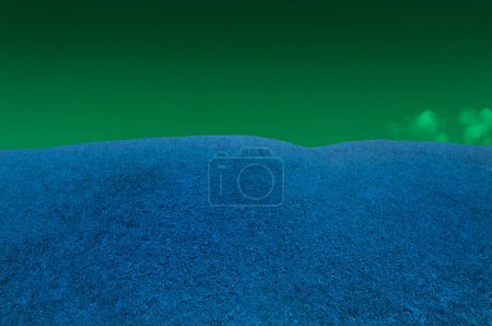 Téléchargez les photos : Champ vert avec ciel bleu et nuages, concept nature. Illustration 3 d - en image libre de droit