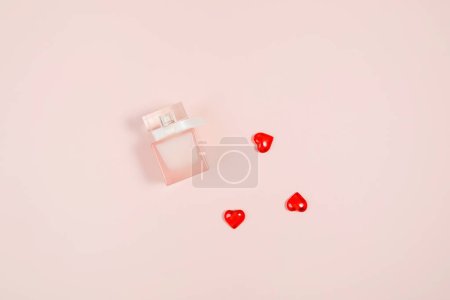 Photo for "Valentine's Day, composition of hearts on a pink background. View from above" - Royalty Free Image