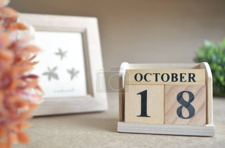 Photo for Wooden calendar with October month, planning concept - Royalty Free Image