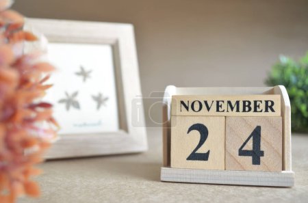 Photo for Wooden calendar with November month, planning concept - Royalty Free Image