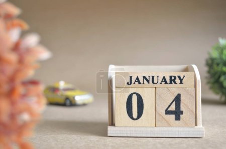 Photo for "close-up shot of wooden blocks calendar with January 4." - Royalty Free Image