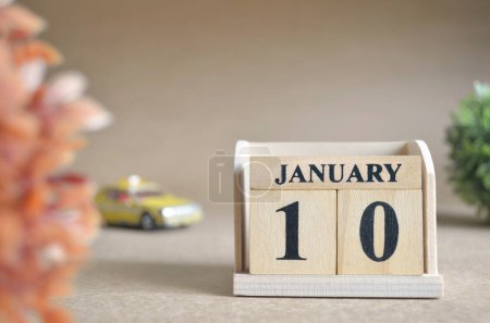 Photo for "close-up shot of wooden blocks calendar with January 10." - Royalty Free Image