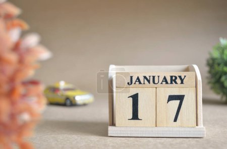 Photo for "close-up shot of wooden blocks calendar with January 17." - Royalty Free Image