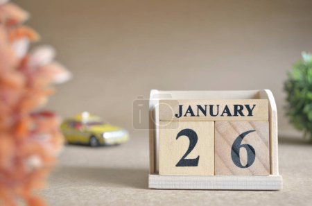 Photo for "close-up shot of wooden blocks calendar with January 26." - Royalty Free Image