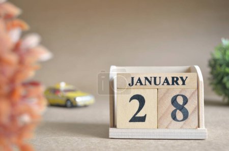 Photo for "close-up shot of wooden blocks calendar with January 28." - Royalty Free Image