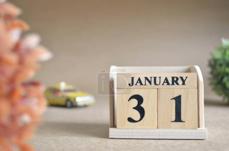 Photo for "close-up shot of wooden blocks calendar with January 31." - Royalty Free Image