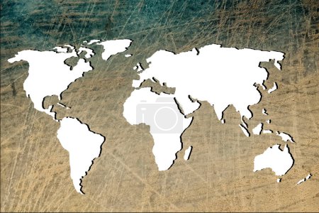 Photo for Roughly outlined world map with white background - Royalty Free Image