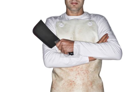 Photo for Cutout of a butcher holding cleaver with arms crossed - Royalty Free Image
