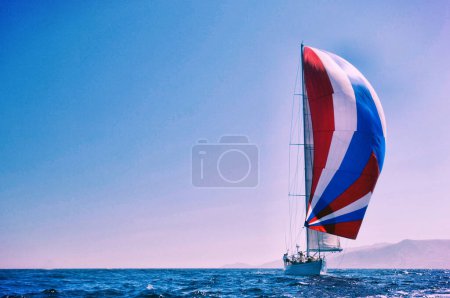 Photo for Portrait of sailboat sailing on the ocean - Royalty Free Image