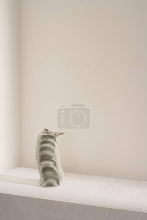 Photo for Stack of white plates and cutlery on table - Royalty Free Image