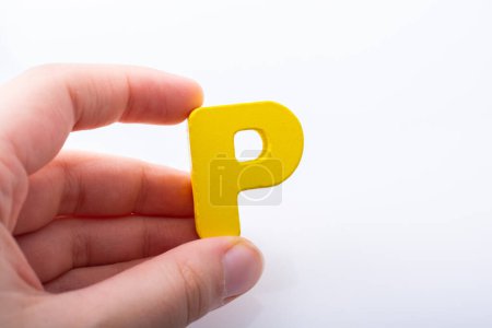Photo for "Hand holding Letter cube  P of  Alphabet" - Royalty Free Image