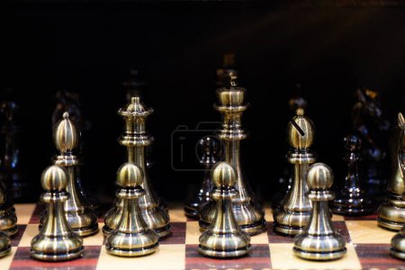 Foto de Chess set pieces .chessboard Strategy Intelligence challenge game strategy concept. - Imagen libre de derechos