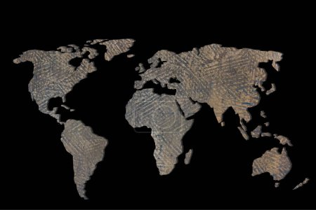 Foto de "Mapa del mundo esbozado sobre fondo negro
" - Imagen libre de derechos