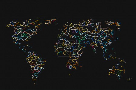 Foto de "Aproximadamente bosquejado mapa del mundo como conceptos de negocios globales" - Imagen libre de derechos
