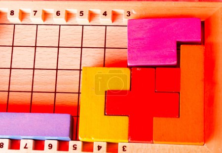 Photo for "Wooden blocks of various colors and shapes" - Royalty Free Image
