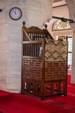 Photo for "Wooden minbar, sermon pulpit of Ottoman times" - Royalty Free Image