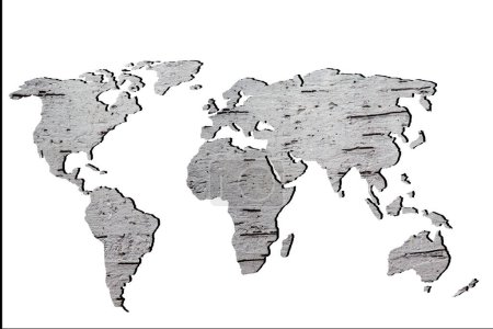 Foto de "Aproximadamente dibujado mapa del mundo con relleno de madera
" - Imagen libre de derechos