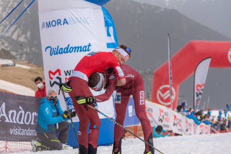 Photo for BONNET Rmi SUI and ALZER Anton GER in the finish line ISMF WC Championships Comapedrosa Andorra 2021 - Royalty Free Image