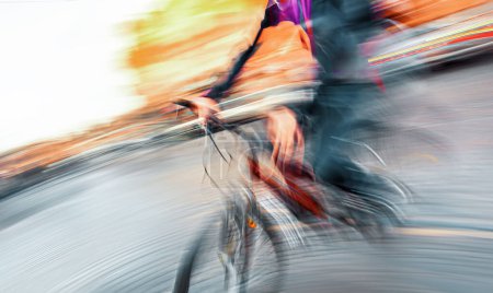 Photo for "cyclist on the city roadway" - Royalty Free Image