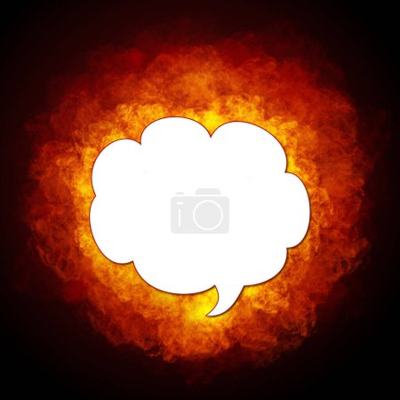 Photo for Fiery bubble with copy space on dark background - Royalty Free Image