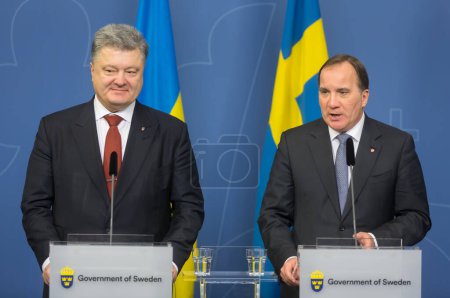 Foto de Primer Ministro del Reino de Suecia Stefan Lofven y Presidente de Ucrania Petro Poroshenko - Imagen libre de derechos