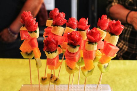 Photo for Close-up view of tasty Colorful fruit skewers - Royalty Free Image