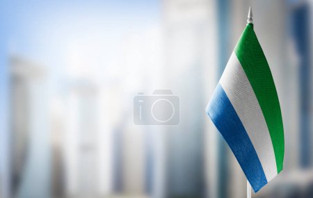 Photo for A small flag of Sierra Leone on the background of a blurred background - Royalty Free Image