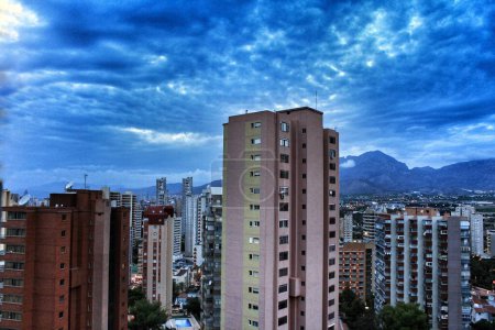 Photo for "Benidorm city panoramic view one summer day at sunset" - Royalty Free Image