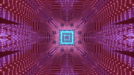 Photo for Abstract futuristic illustration of neon geometric tunnel - Royalty Free Image