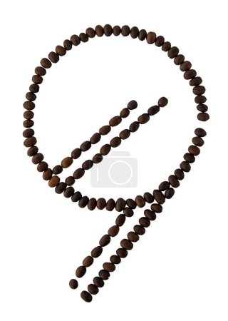 Téléchargez les photos : "Number 4 made from roasted coffee seeds isolated on white background." - en image libre de droit