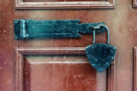 Photo for Padlock on the door close up - Royalty Free Image