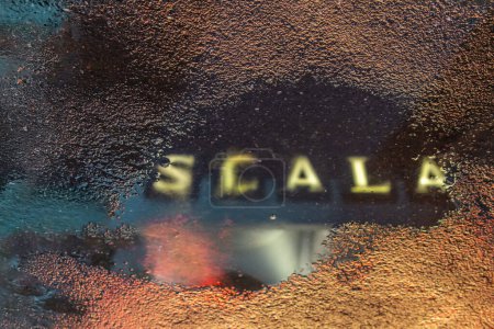 Foto de "The reflextion of Scala cinema logo. " - Imagen libre de derechos