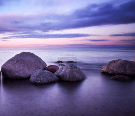 Photo for Scene of sunset at the rocky seaside, Jordan - Royalty Free Image