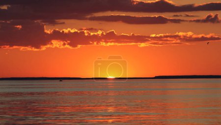 Photo for Natural landscape of sunset at the seaside with mountains background, Jordan - Royalty Free Image
