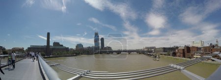 Photo for View from Millennium Bridge towards The Shard and Tower Bridge on a beautiful sunny day in London, England - Royalty Free Image