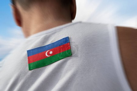 Foto de La bandera nacional de Azerbaiyán en la espalda del atleta - Imagen libre de derechos
