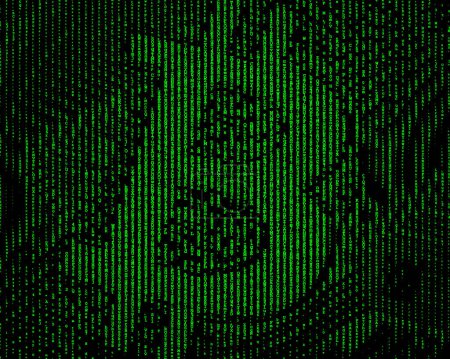 Foto de "Ilustración de medio tono verde y negro de Bitcoin" - Imagen libre de derechos
