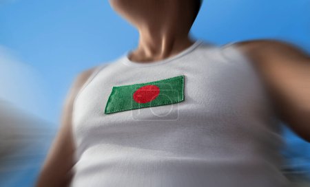 Téléchargez les photos : "Le drapeau national du Bangladesh sur la poitrine de l'athlète" - en image libre de droit
