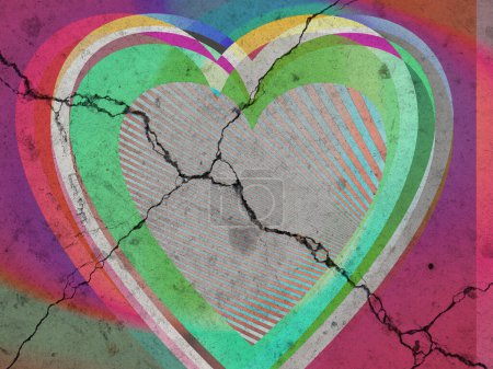 Téléchargez les photos : Grunge coloré forme de coeur - en image libre de droit