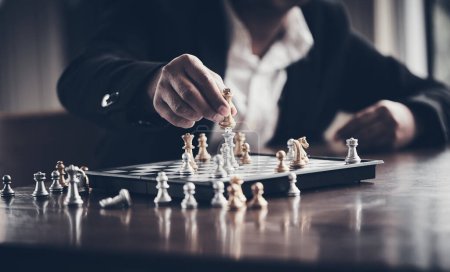 Photo for Businessman chess game, business strategy concept - Royalty Free Image