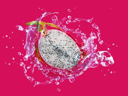Photo for Half Dragon fruit with water splash - Royalty Free Image