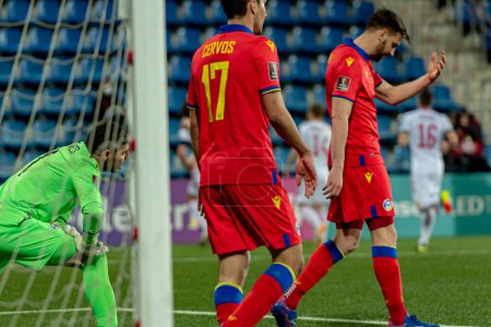 Foto de "Andorra Jugadores en acción en el Mundial de Fútbol Qatar 2022 Andorra vs Hungría" - Imagen libre de derechos