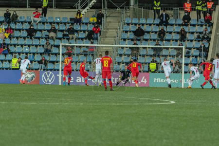 Téléchargez les photos : "Marc Puyol ET marquer un but en action dans le Qatar 2022 World Cup Qualifying match Andorre vs Hongrie" - en image libre de droit