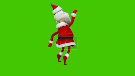 Photo for "The dance of a cheerful Santa Claus. The Concept of Christmas. 3D Rendering" - Royalty Free Image