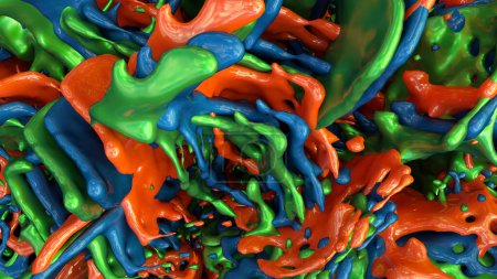 Foto de "Coloridas gotas de pintura en cámara lenta. Renderizado 3D
." - Imagen libre de derechos