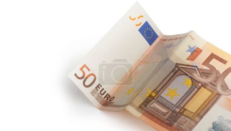 Téléchargez les photos : "billet de cinquante euros, isolé sur blanc avec coupure." - en image libre de droit