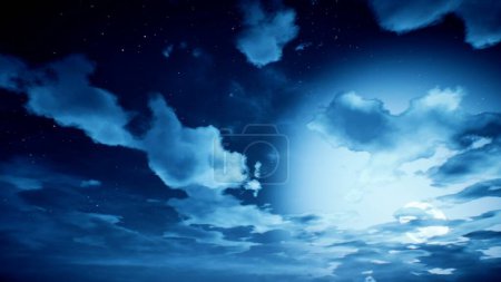 Foto de El lapso de tiempo del paisaje nublado con estrellas y luna - Imagen libre de derechos