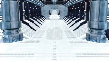 Photo for Abstract creative backdrop.  sci-fi spaceship corridor - Royalty Free Image