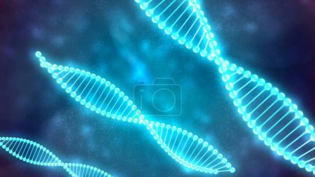 Foto de Fondo azul abstracto con ADN giratorio - Imagen libre de derechos