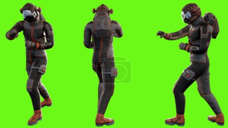 Photo for "Sci fi man fights on green screen. 3D rendering" - Royalty Free Image